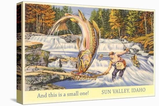 And This is a Small One, Sun Valley, Idaho, Giant Fish-null-Stretched Canvas