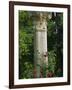 Andalucia, Seville, A Classical Column Surrounded by Roses in Gardens of Alcazar Palace, Spain-John Warburton-lee-Framed Photographic Print