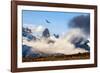 Andean condor soaring above the Three Towers rock formation-Nick Garbutt-Framed Photographic Print