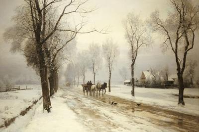 An Extensive Winter Landscape with a Horse and Cart, 1882