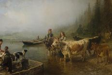 Fjord landscape with cows, 1883-Anders Askevold-Framed Giclee Print