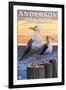 Anderson Island, WA Sea Gulls-Lantern Press-Framed Art Print