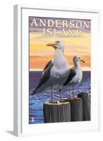 Anderson Island, WA Sea Gulls-Lantern Press-Framed Art Print