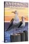 Anderson Island, WA Sea Gulls-Lantern Press-Stretched Canvas