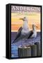 Anderson Island, WA Sea Gulls-Lantern Press-Framed Stretched Canvas