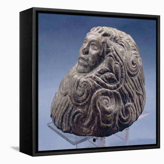 Andesite Statue from Mexico, Depicting the God Quetzalcoatl-null-Framed Stretched Canvas