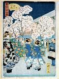 Drum Bridge and 'setting Sun' Hill, Meguro-Ando Hiroshige-Giclee Print
