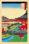 Drum Bridge and 'setting Sun' Hill, Meguro-Ando Hiroshige-Mounted Giclee Print