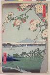 Drum Bridge and 'setting Sun' Hill, Meguro-Ando Hiroshige-Framed Stretched Canvas