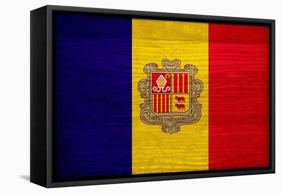 Andorra Flag Design with Wood Patterning - Flags of the World Series-Philippe Hugonnard-Framed Stretched Canvas