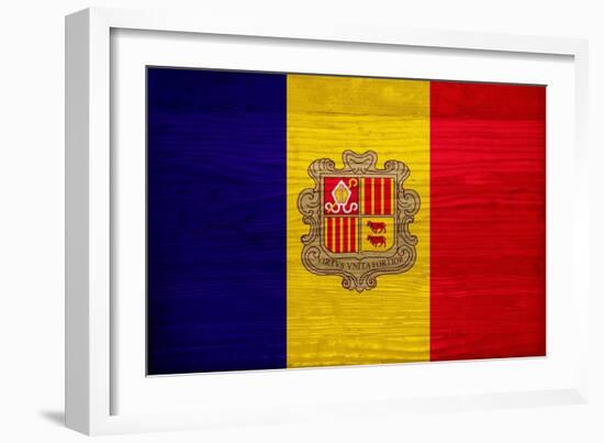 Andorra Flag Design with Wood Patterning - Flags of the World Series-Philippe Hugonnard-Framed Art Print