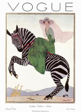 Vogue Cover - January 1926 - Zebra Safari by Andr? E. Marty