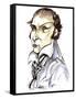 André de Chénier - colour caricature of French poet-Neale Osborne-Framed Stretched Canvas