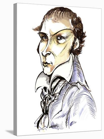 André de Chénier - colour caricature of French poet-Neale Osborne-Stretched Canvas