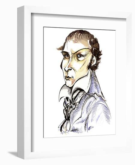 André de Chénier - colour caricature of French poet-Neale Osborne-Framed Giclee Print