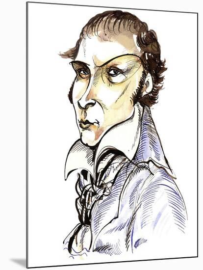 André de Chénier - colour caricature of French poet-Neale Osborne-Mounted Giclee Print