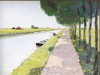 Dutch Scenery: Typical Canal with Fisherman-Andre Girard-Laminated Art Print