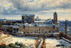 Santa Trinità dei Monti in the Snow. Dated: 1825/1830. Dimensions: overall: 22 x 30 cm (8 11/16 ...-André Giroux-Stretched Canvas