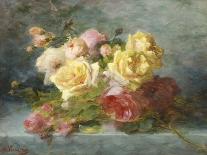 Pink and Yellow Roses-Andre Perrachon-Stretched Canvas