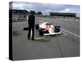 Andrea De Cesaris in a Mclaren-Cosworth MP4, British Grand Prix, Silverstone, 1981-null-Stretched Canvas