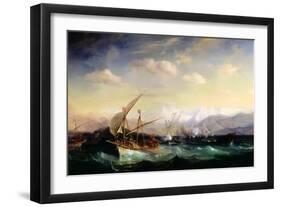 Andrea Doria Dispersing the Spanish Fleet Ahead of the Var Mouth in 1524-Théodore Gudin-Framed Giclee Print