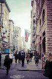 Typical NY Streetscape, America flag, busy people and traffic at 5th Ave, Manhattan, New York, USA-Andrea Lang-Photographic Print