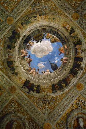 Ceiling medallion in the Camera degli Sposi. Fresco (1474).