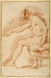 Bearded Nude Seated on a Couch All'Antica-Andrea Sacchi-Giclee Print