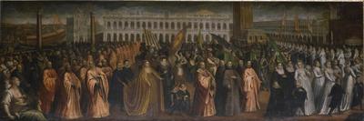 The Dogaressa Marina Morosini-Grimani Leaving Palazzo Grimani for Her Coronation in the Palazzo…-Andrea Vicentino-Mounted Premium Giclee Print