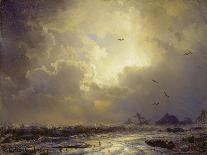 The Entrance to the Harbour at Hellevoetsluys, 1850-Andreas Achenbach-Giclee Print