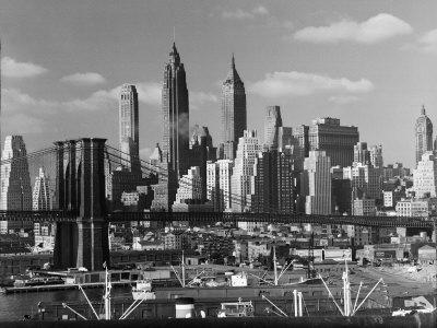 New York City Skyline and Brooklyn Bridge, 1948 New York City Skyline and Brooklyn Bridge, 1948