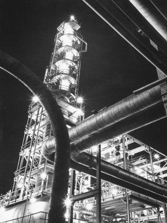 View of an Unidentified Refinery by Night