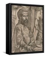 Andreas Vesalius Dissecting the Muscles of the Forearm of a Cadaver, 1543-Steven van Calcar-Framed Stretched Canvas