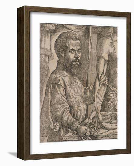 Andreas Vesalius Dissecting the Muscles of the Forearm of a Cadaver, 1543-Steven van Calcar-Framed Giclee Print