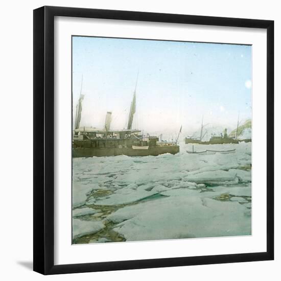 Andree Expedition to the North Pole, Spitzberg, Two Ships Caught in the Ice-Leon, Levy et Fils-Framed Photographic Print