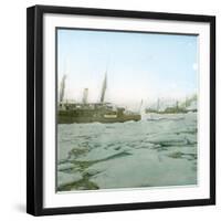 Andree Expedition to the North Pole, Spitzberg, Two Ships Caught in the Ice-Leon, Levy et Fils-Framed Photographic Print