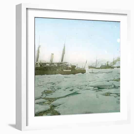 Andree Expedition to the North Pole, Spitzberg, Two Ships Caught in the Ice-Leon, Levy et Fils-Framed Photographic Print