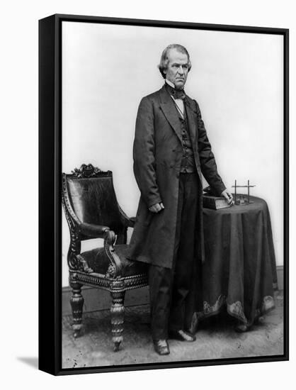 Andrew Johnson Full-Length Portrait, Civil War-Lantern Press-Framed Stretched Canvas