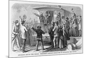 Andrew Johnson Speaking from a Train-null-Mounted Giclee Print