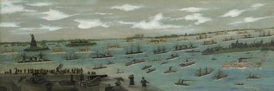 Review of the United States Fleet in New York Harbour with the Statue of Liberty, 1893-Andrew Meyer-Framed Stretched Canvas