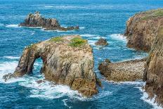 Coastal scenery with Enys Dodnan rock formation at Lands End, England-Andrew Michael-Photographic Print