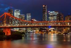 Story Bridge and Brisbane city skyline after dark, Queensland, Australia, Pacific-Andrew Michael-Photographic Print