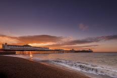 Brighton Pier and beach at sunrise, Brighton, East Sussex, Sussex, England, United Kingdom, Europe-Andrew Sproule-Photographic Print