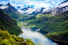 Geiranger Fjord, Beautiful Nature Norway (Tilt Shift Lens). it is a 15-Kilometre (9.3 Mi) Long Bran-Andrey Armyagov-Photographic Print