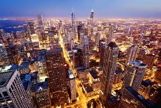 City of Chicago. Aerial View of Chicago Downtown at Twilight from High Above.-Andrey Bayda-Photographic Print