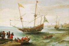 Embarkation of Spanish Troops, a Dutch Interpretation of a Spanish Expedition, Depicted on an Imagi-Andries van Eertvelt-Giclee Print