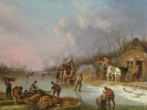 An Extensive Winter Landscape with Figures Skating (Oil on Canvas)-Andries Vermeulen-Giclee Print