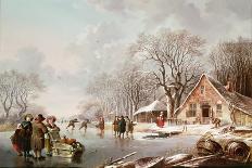 Dutch Peasants on a Frozen River-Andries Vermeulen-Giclee Print