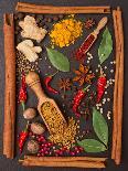 Sauce Pesto and its Ingredients on Rough Wood-Andrii Gorulko-Photographic Print