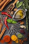 Seamless Texture of Spices on Black Background-Andrii Gorulko-Photographic Print